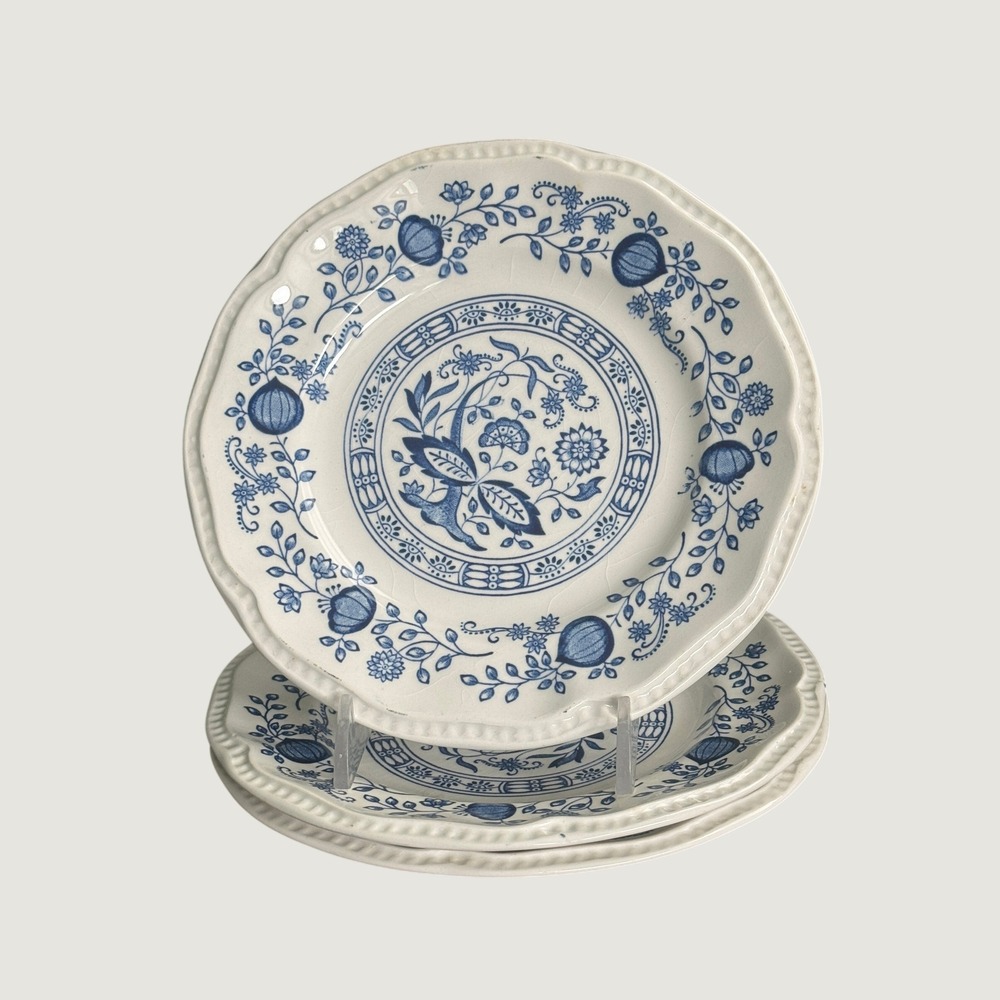 Three Kensington‎ Blue Onion English Ironstone Bread Plates